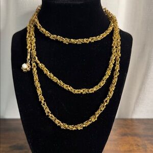 Vintage Byzantine style Necklace with Faux Pearl Charm